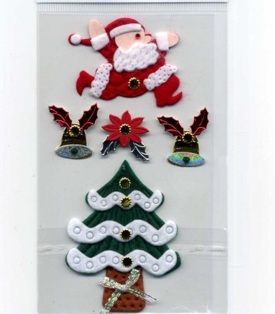 Christmas Foil & Felt Stickers - Santa & Tree (FX164)